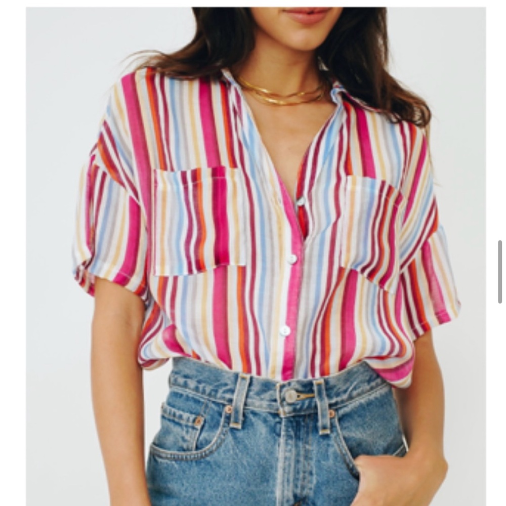 VRG GRL Multi-Colored Button Up Top